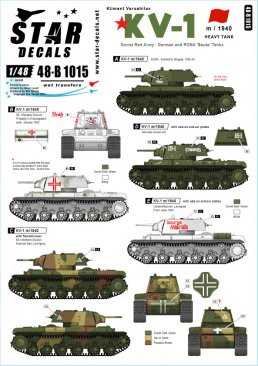 Star Decals 48B1015: 1/48 KV-1 1940 Soviet, German and RONA markings